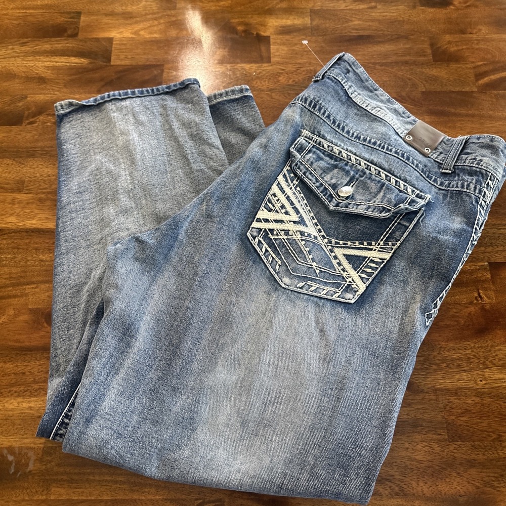 GS115 Bleeker Slim Fit Jeans Distressed Modern Casual Heavy Denim 50x31